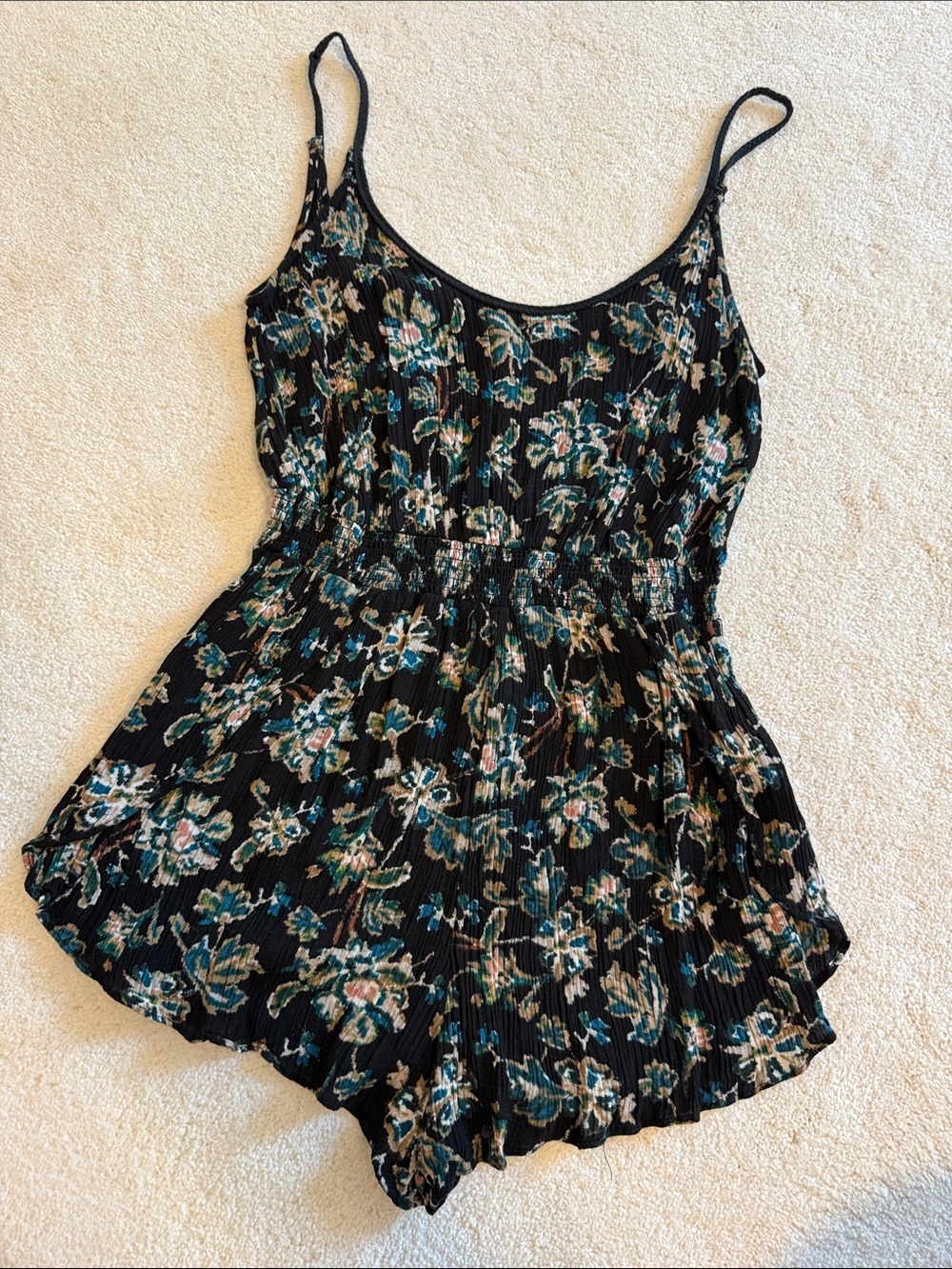 Floral Smocked Waist Shorts Romper
